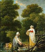 Pehr Hillestrom Two Maid Servants at a Brook Sweden oil painting artist